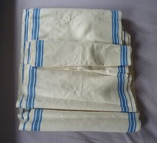 alter Leinenstoff   Roll/Mangeltuch  -  blaue Randstreifen  *  12 m