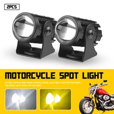 2X LED Motorcycle Headlight Yellow White Spot Driving Light Fog Lamp Offroad ATV