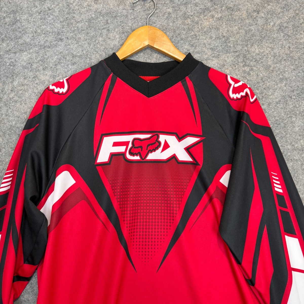 90s00s FOXレーシング　M ビンテージモトクロスシャツ レッド/ブラック Vintage Fox Racing Motocross Jersey Shirt Mens Medium Red Black