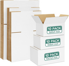 30 Pack Small Shipping Boxes Assorted Sizes, 8X6X4 9X6X4 10X7X5 10 PCS Each