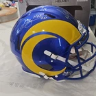 Marshall Faulk & Isaac Bruce Los Angeles Rams Signed Football Helmet HOF 20