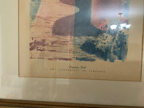 Ralph Avery "Serpentine Wall" U of Virginia Watercolor Framed Print, Signed - Picture 9 of 15