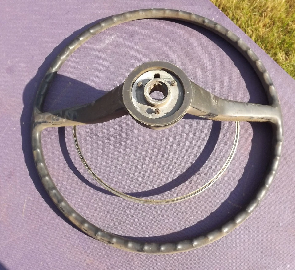 Volkswagen Beetle Karmann Ghia Steering Wheel w/ Horn Ring 1964-1971 311 415 651 - Image 3 of 4