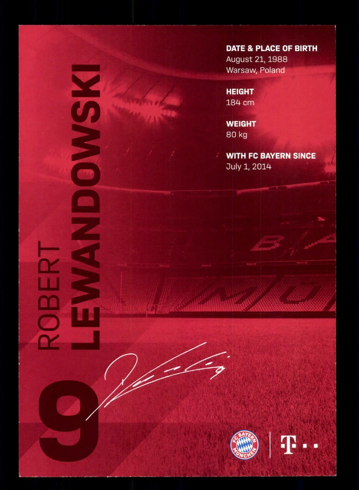 Robert Lewandowski Autogrammkarte Bayern München 2019-20 USA Tour Karte Orig Sig - Bild 2 von 2