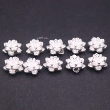 10pcs Pure 999 Fine Silver Lotus Flower Pendant Accessory DIY DIY Bead 8*8mm