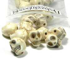 50 Natural Bone Colored Synthetic Magnesite Skull Shaped Skeleton Stone Beads