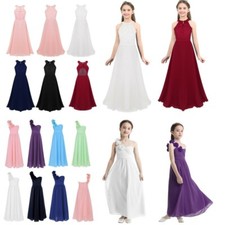 Kids Girls Chiffon Bridesmaid Dress Princess Pageant Evening Dance Maxi Gowns