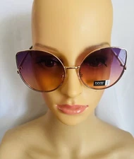 NEW Womens Oversized Multicolor Ombre Metal Boho Cat Eye Sunglasses