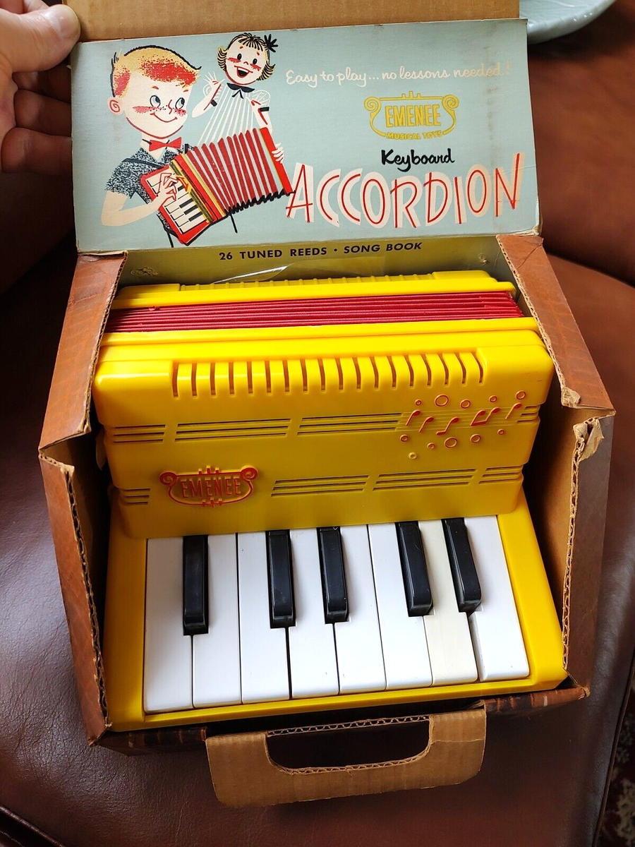Vintage 1950s Emenee Plastic Keyboard Accordion Original Box