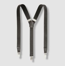 Club Room Mens Black Solid Elastic Stretch Metal Clip-On Leather Suspender OS