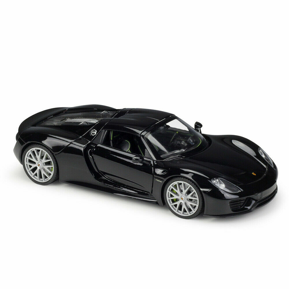 Welly 1:24 Porsche 918 Spyder Closed Top Diecast Model Racing Car Black IN BOX