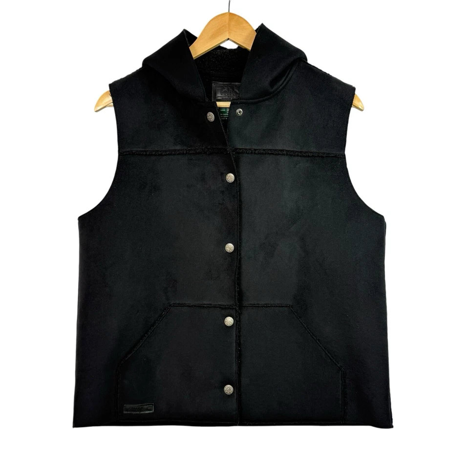 Chaleco con Capucha Lauren Ralph Lauren Imitación Gamuza Para Mujer Talla Pequeña Mediana Forrado Sherpa