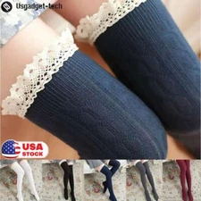 Girls Women Thigh High Over the Knee Socks Extra Long Lace Cotton Stockings US