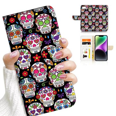 ( For iPhone 8 Plus / 7 Plus ) Flip Case Cover AJ26736 Sugar Skull