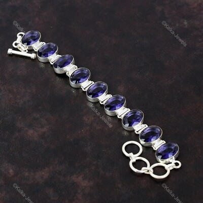 Gift For Her 925 Silver Natural African Amethyst Chain Adjustable Bracelet