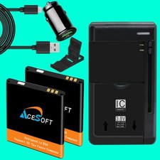 2 x1630mAh Battery Desktop Charger Car Cable Bracket for Kazuna eTalk KAZ-F019PP