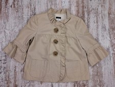 J Crew Ruffled 100 Cotton Tweed Button Blazer Cropped Jacket Beige Womens Sz 2P