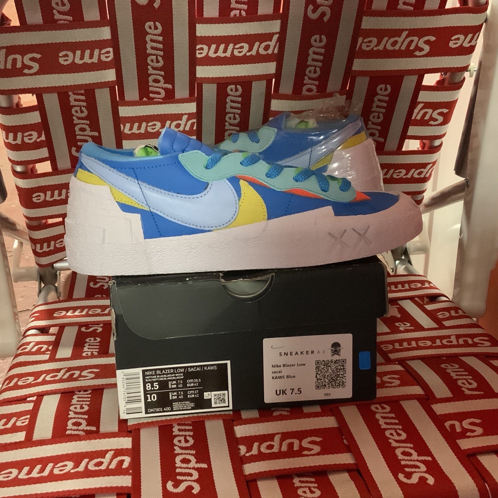 SACAI X NIKE Taglia UK 7 5 Nike Blazer Low x KAWS x sacai Nettuno blu 2021 DM7901 400