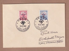 Bohemia & Moravia Scott# 60 & 61 15 March 1942 First Day Cover cancelled Prague