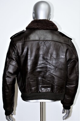 Veste Flight Jacket SCHOTT Années 70 – Cuir Marron Fourrure Synthétique – Taille M