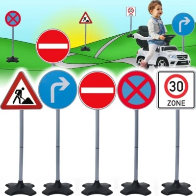 5-teiliges Verkehrsschilder SET Kinder Verkehrszeichen Straßenschilder Spielzeug