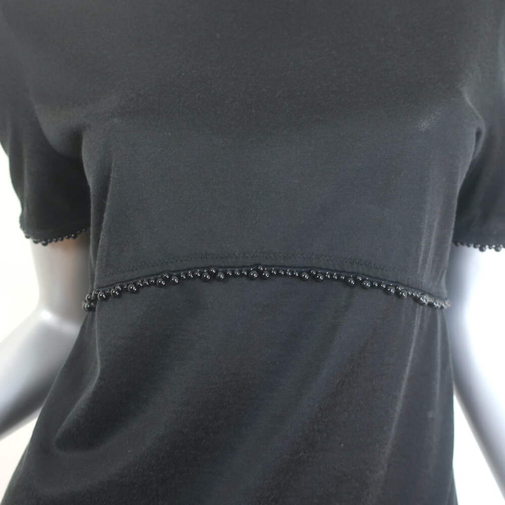 Chanel Beaded T-Shirt Black Jersey Size 38 Short Sleeve Top | eBay