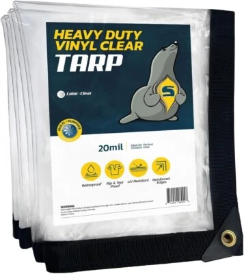 SEAL SKIN COVERS Clear Tarps 20 mil Heavy Duty Waterproof Transparent Tarp with Grommets