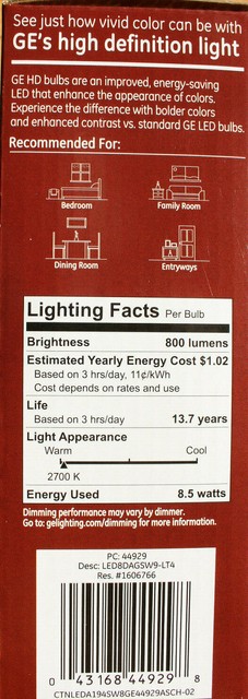 4 Pack Of Ge Relax Led Comfortable Soft White Light C0572 A80 For Sale Online Ebay