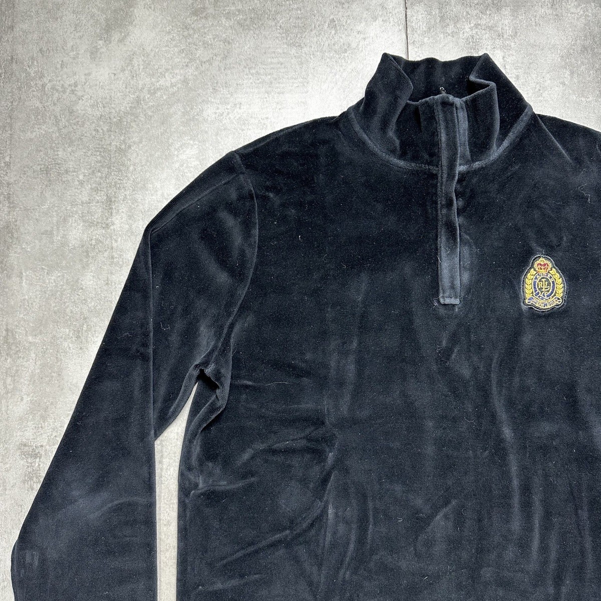 vintage lauren ralph lauren velour 1/4 zip jacket sweatshirt