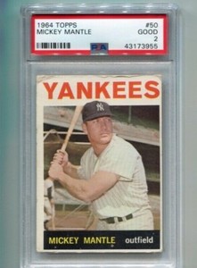 1964 Topps - MICKEY MANTLE - Card #50 - NEW YORK YANKEES  PSA 2