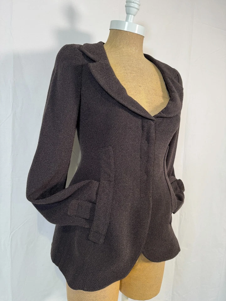 Chaqueta Blazer Emporio Armani Marrón Oscuro Ajustada Bolsillos Botones Talla 38 Talla S/XS Foto 3 de 4