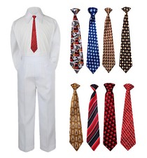 3pc New Born Baby Boy Teen Formal Dress WHITE Pants and Shirt Necktie