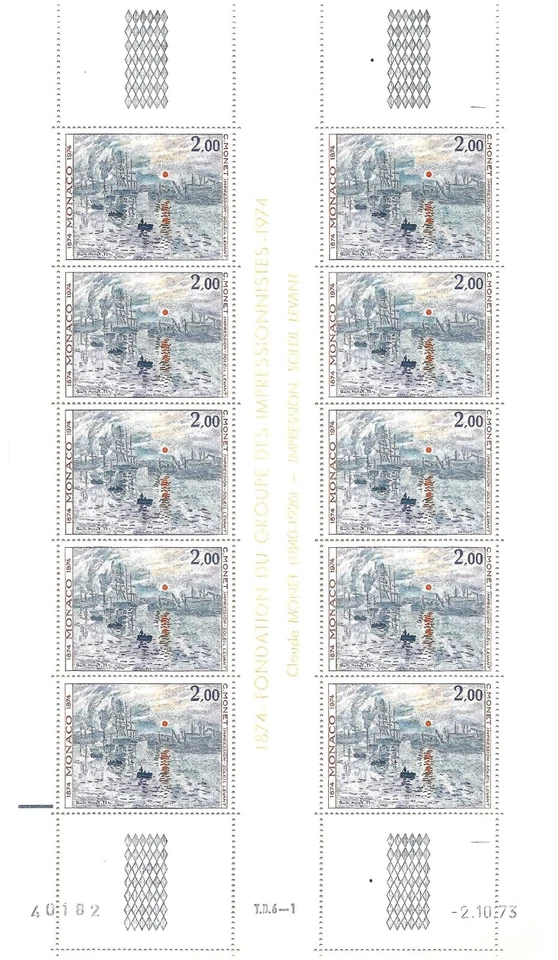 Mónaco #YT967-YT972 MNH 1974 Impresionistas Cézanne Monet [914-919] Foto 4 de 4
