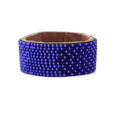 Medium Dark Blue and Ocean Blue Ombre Beaded Bracelet