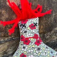 DAMMIT DOLL Red White Floral - Red Hair - 13 inch Plush Stress Gift - VERY GOOD