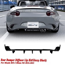 Gloss Black Rear Bumper Diffuser Lip Cover For Mazda Mx-5 Miata Nd 2016-2026 17 Gloss Black Rear Bumper Diffuser Lip Cover For Mazda Mx-5 Miata Nd 2016-2026 17