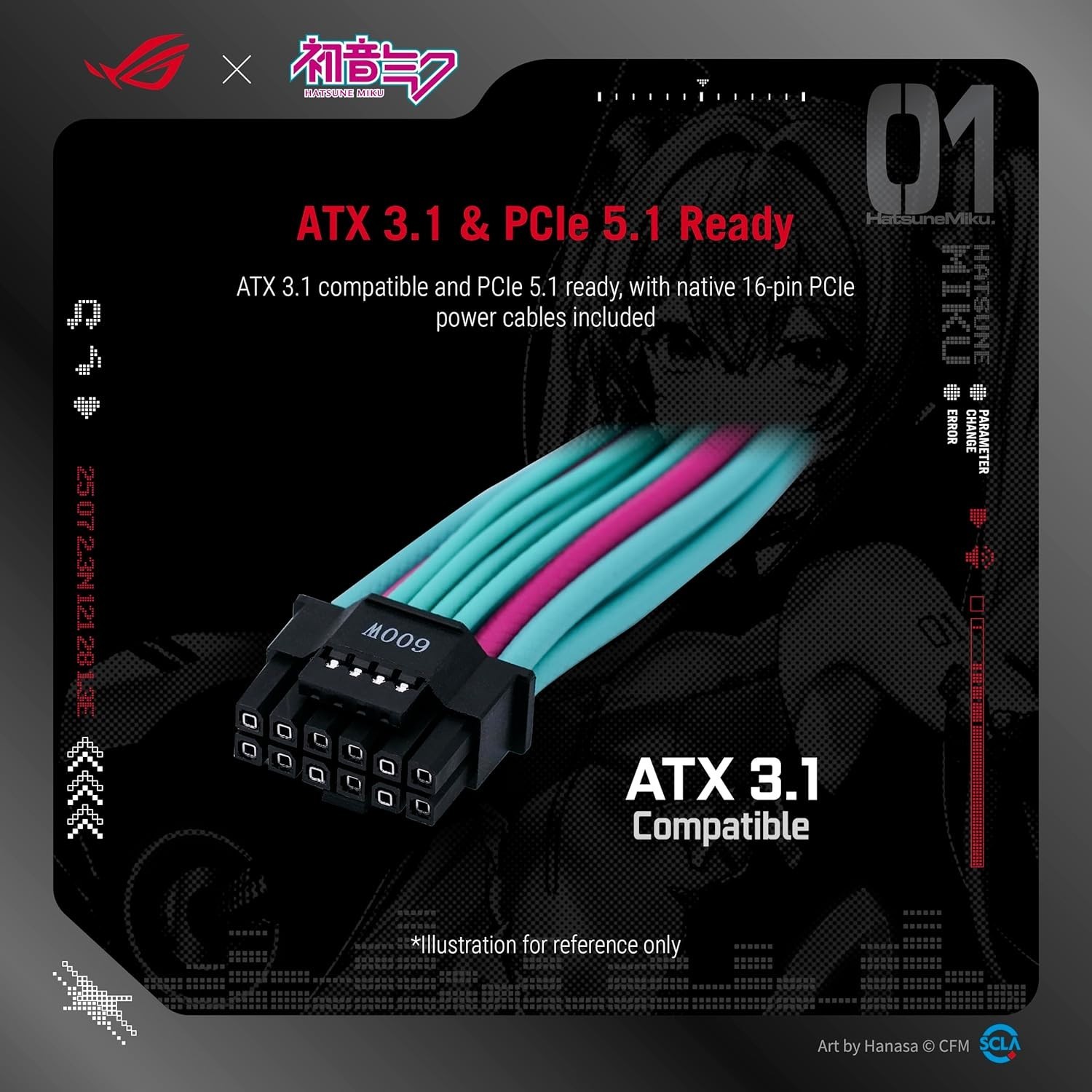 ASUS ROG Thor 1200W Hatsune Miku Edition 80 Plus Platinum ATX 3.1 Power Supply