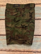 New Polo Ralph Lauren Men's Green Multi Camo Relax Fit Polo Cargo Shorts Size 40