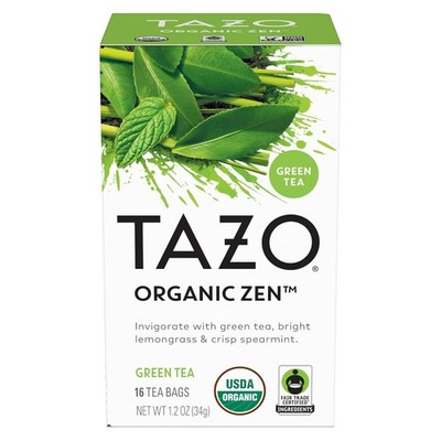 TAZO Organic Zen Green Tea, Caffeinated Tea with Refreshing Lemongrass & Spearmi