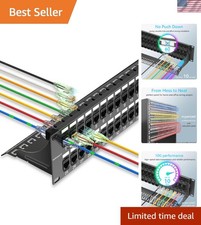 Patch Panel 48 Port Cat6 with Coupler Keystone, Cat6 Network Patch Panel 10G ...
