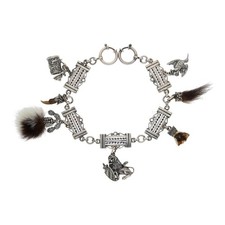 Trachten Charivari Kette 835/000 Silber, geschwärzt, mit versch. Anhänger, Kette