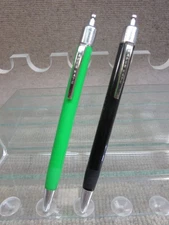 2 Vtg 1950s First Papermate Ballpoint Pen Lot Lock Button Green & Black