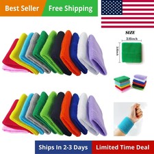 24PCS Colorful Sports Wristbands Cotton Sweatband Wristbands Wrist Sweatbands...
