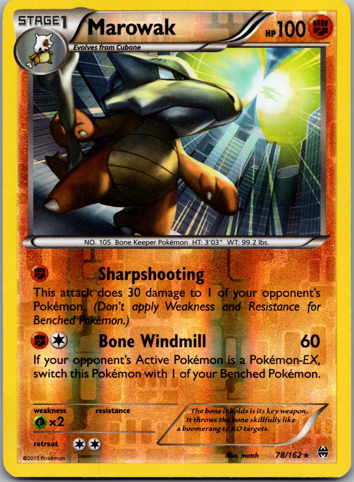 Marowak 78/162 - Reverse Holo - XY - BREAKthrough - LP Pokemon TCG