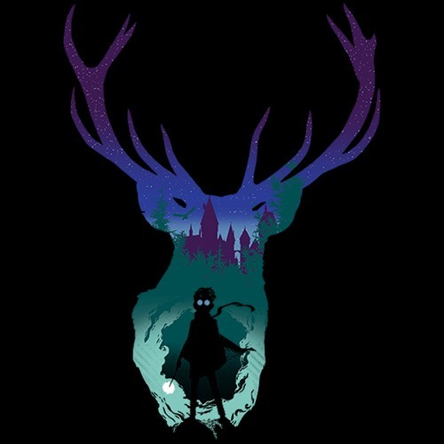 HARRY POTTER The Stag Patronus Book Art T-SHIRT TeeFury Hogwarts Gryffindor NEW