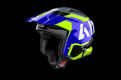 Airoh TRR2 Jupiter Blue Yellow Gloss Trial Helm Jethelm Bike Beta Rev