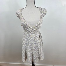 ZARA Wrap Mini Dress Cap Sleeve Sweetheart Neckline White Purple Yellow NWOT