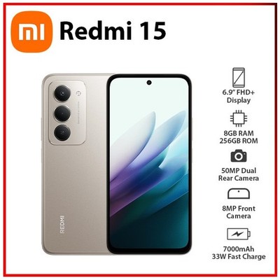 NEW Xiaomi Redmi 15 4G 8GB+256GB GREY Dual SIM Unlocked Android Mobile Phone