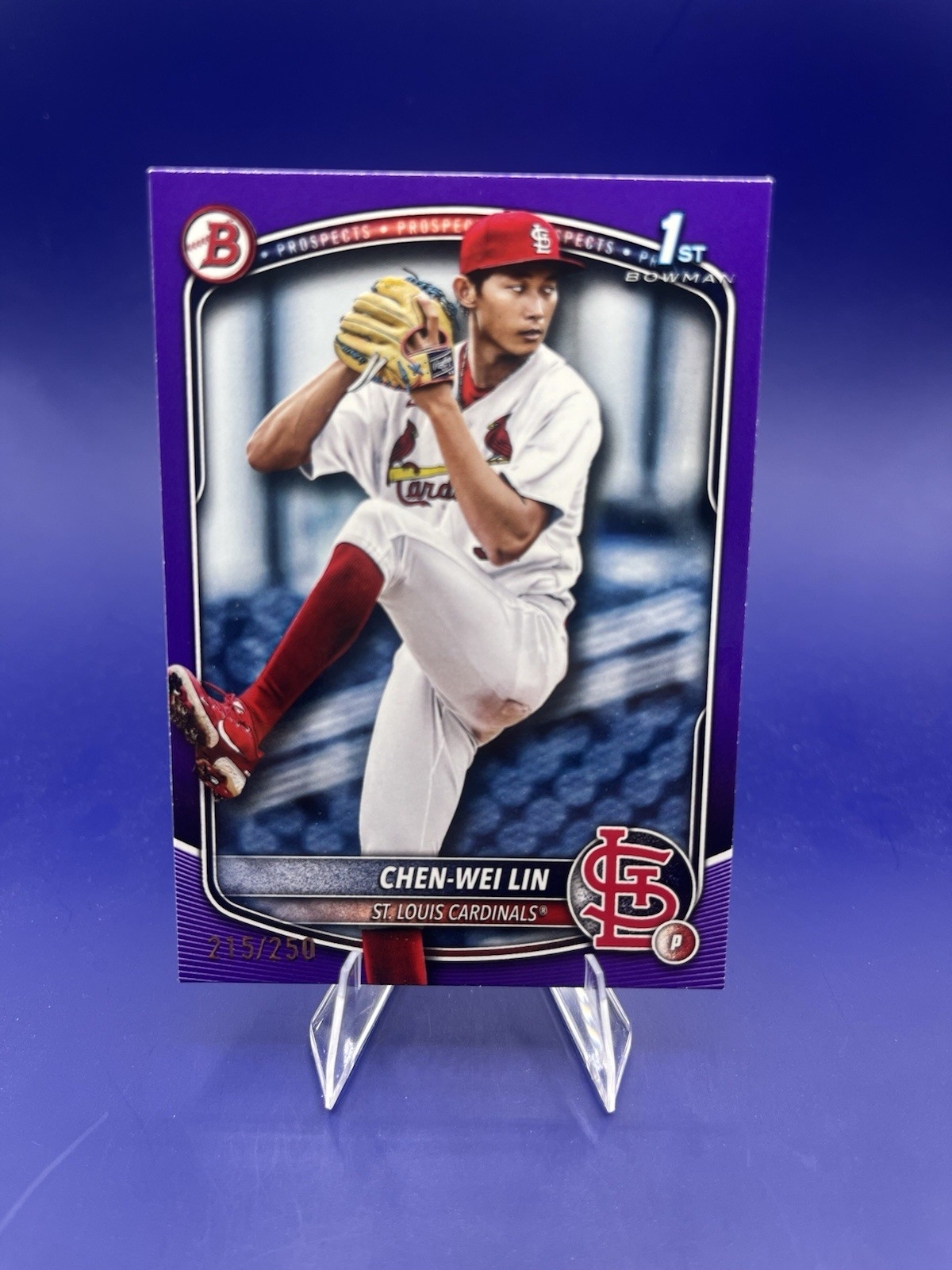 2025 Bowman - Chrome Prospects Chen-Wei Lin #BCP-141 Purple Refractor /250 (RC)