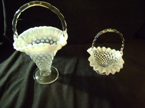 Fenton French Opalescent Hobnail  Baskets